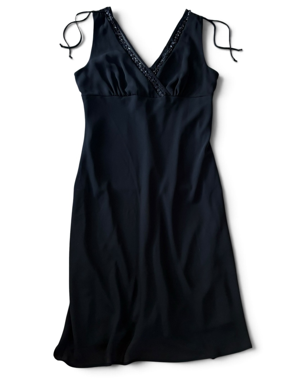 Vintage Black Sequin Beaded Midi Dress Fall